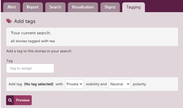 Adding tags using the search page Adding tags using the search page