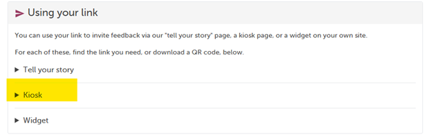 screenshot of where to find the kiosk link