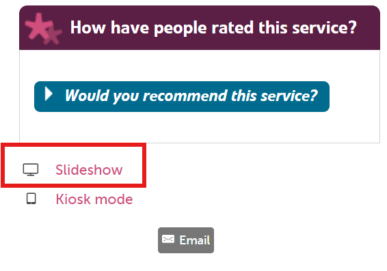 Screenshot of service page with Slideshow button highlighted Screenshot of service page with Slideshow button highlighted